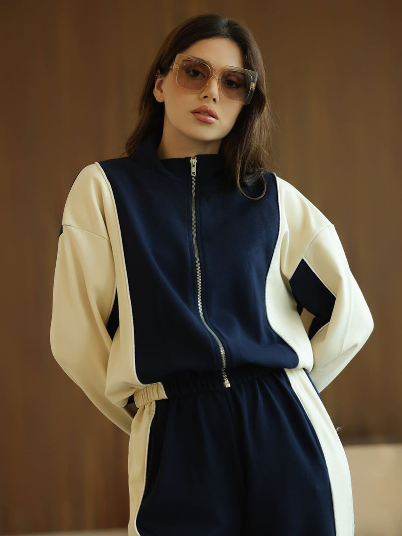 Signora Blue And Cream Softstreme Pull Over Sweat Shirt