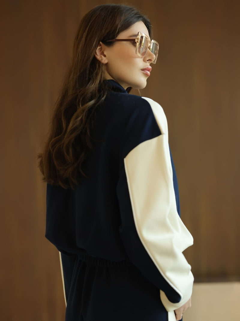 Signora Blue And Cream Softstreme Pull Over Sweat Shirt