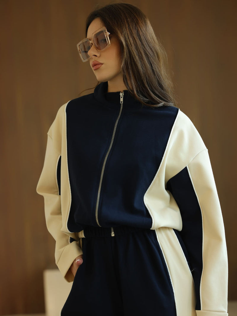 Signora Blue And Cream Softstreme Pull Over Sweat Shirt