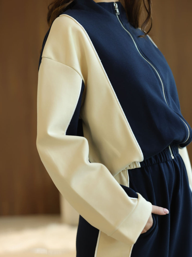 Signora Blue And Cream Softstreme Pull Over Sweat Shirt
