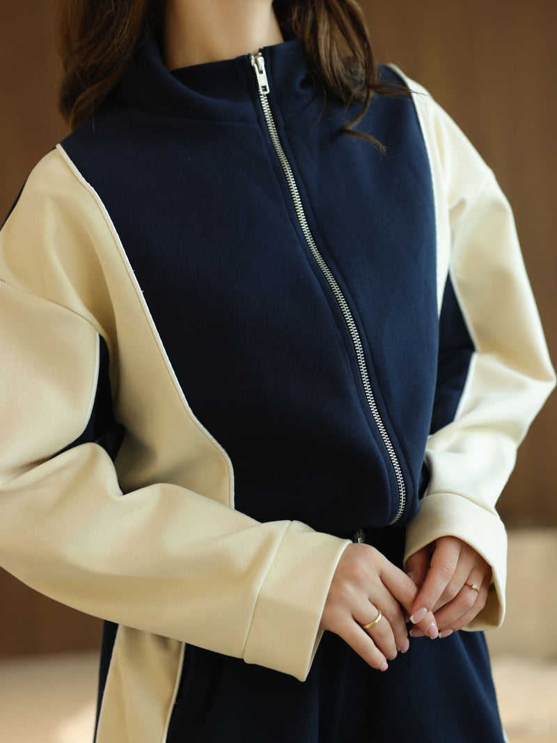 Signora Blue And Cream Softstreme Pull Over Sweat Shirt
