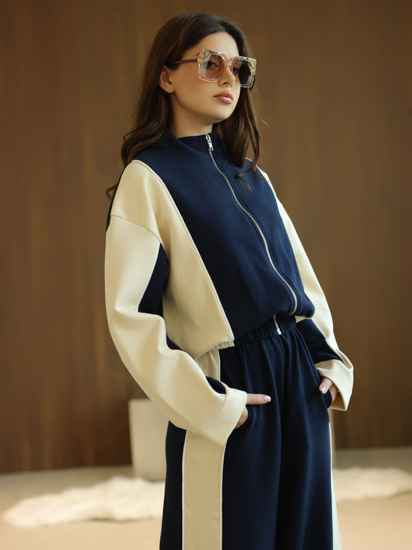 Signora Blue And Cream Softstreme Pull Over Sweat Shirt