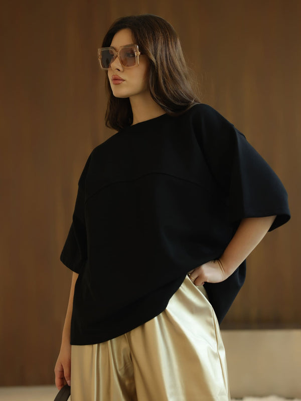 Flumie Black Drop Shoulder Shirt