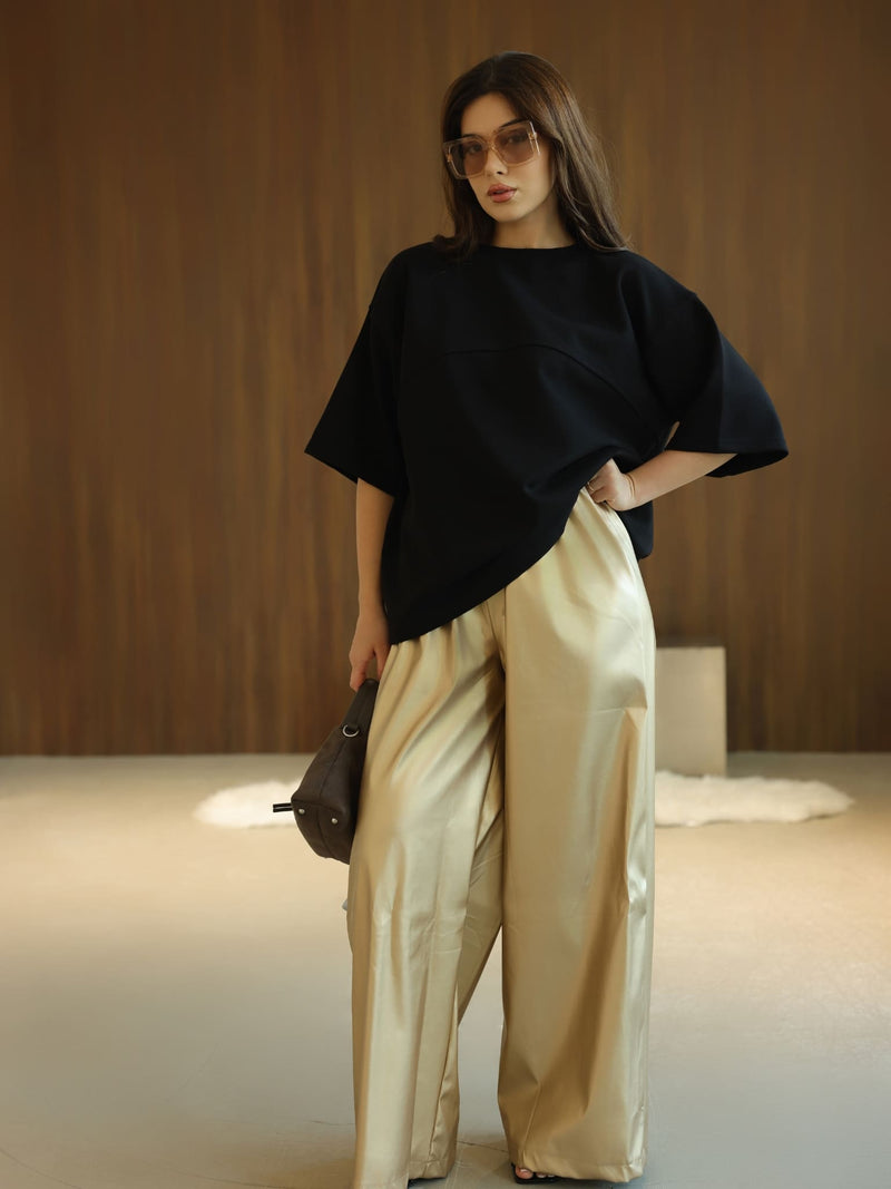 Flumie Black Drop Shoulder Shirt