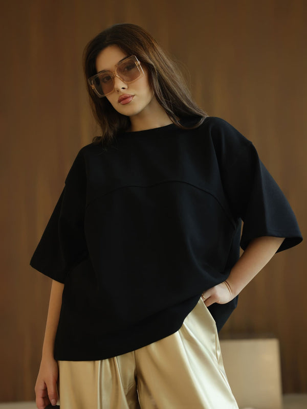 Flumie Black Drop Shoulder Shirt