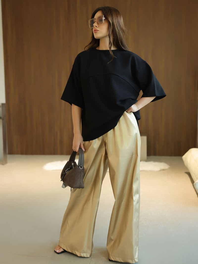 Flumie Black Drop Shoulder Shirt