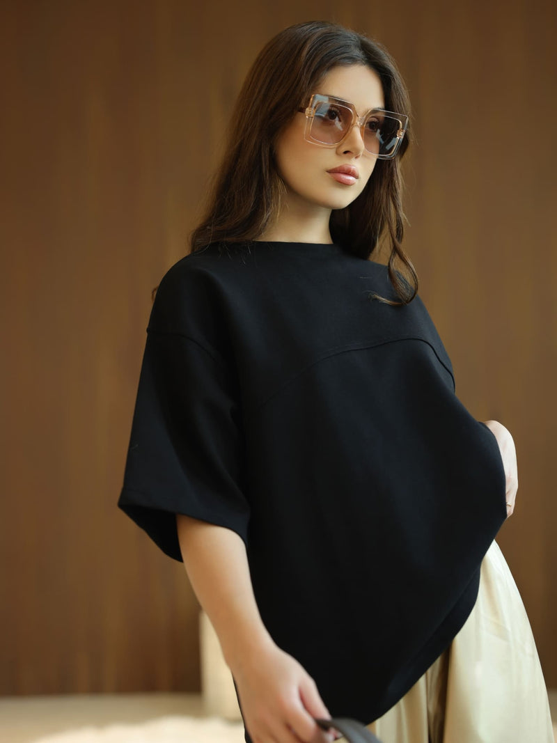 Flumie Black Drop Shoulder Shirt