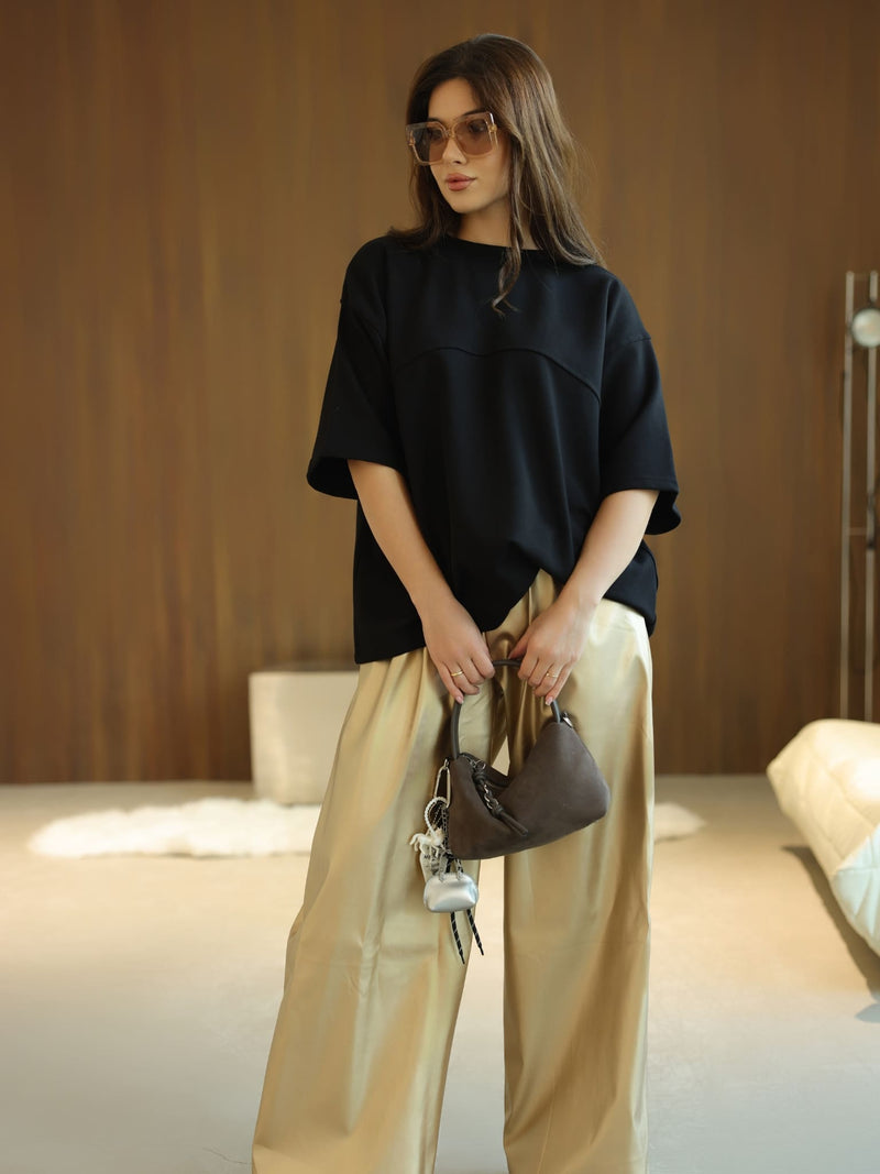 Flumie Black Drop Shoulder Shirt