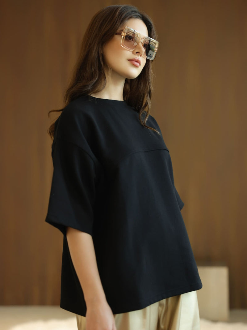 Flumie Black Drop Shoulder Shirt
