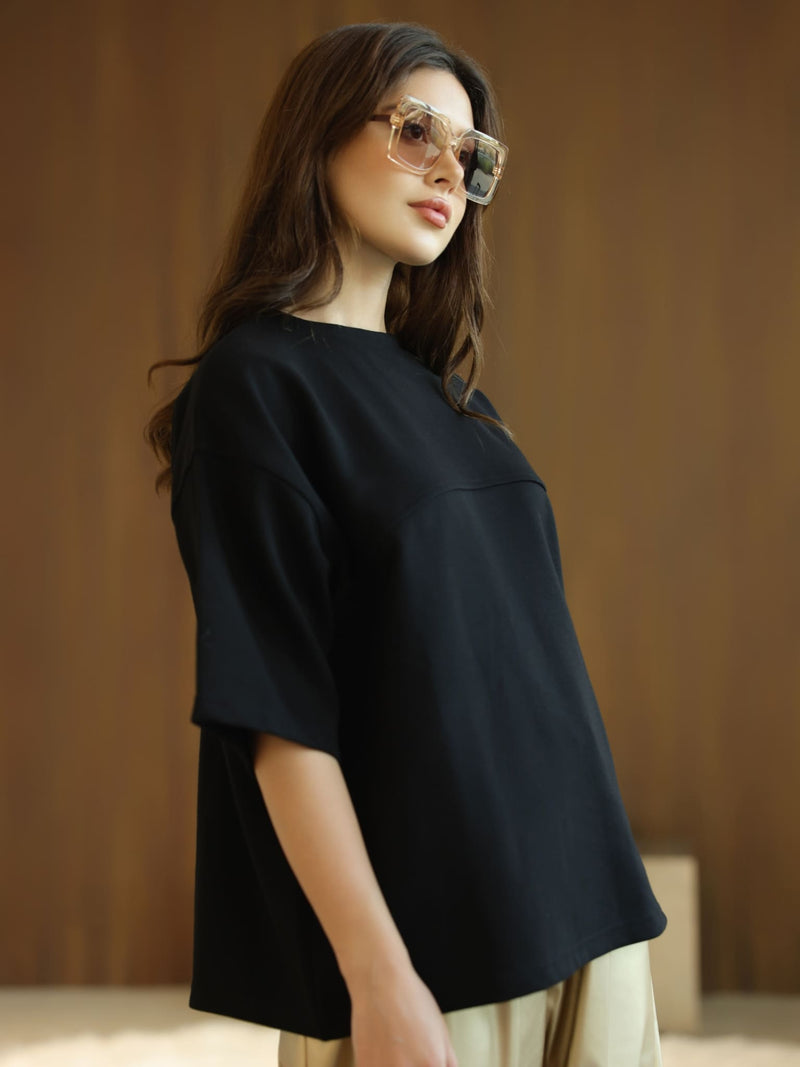 Flumie Black Drop Shoulder Shirt