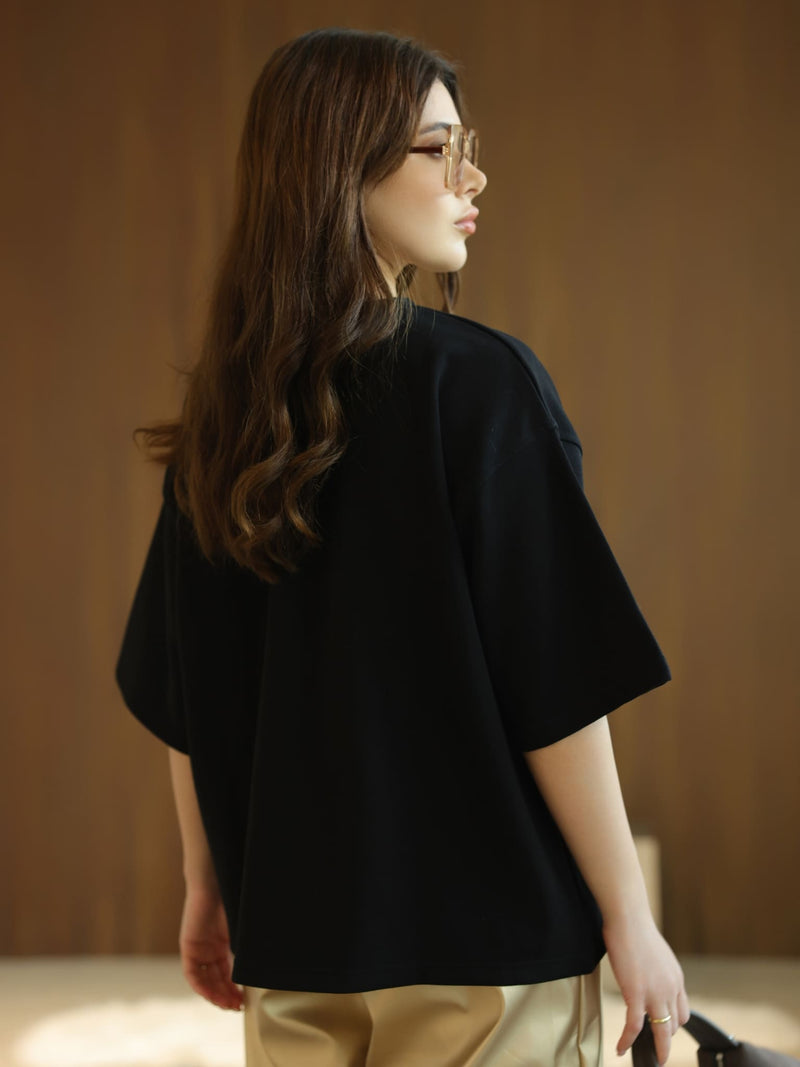 Flumie Black Drop Shoulder Shirt
