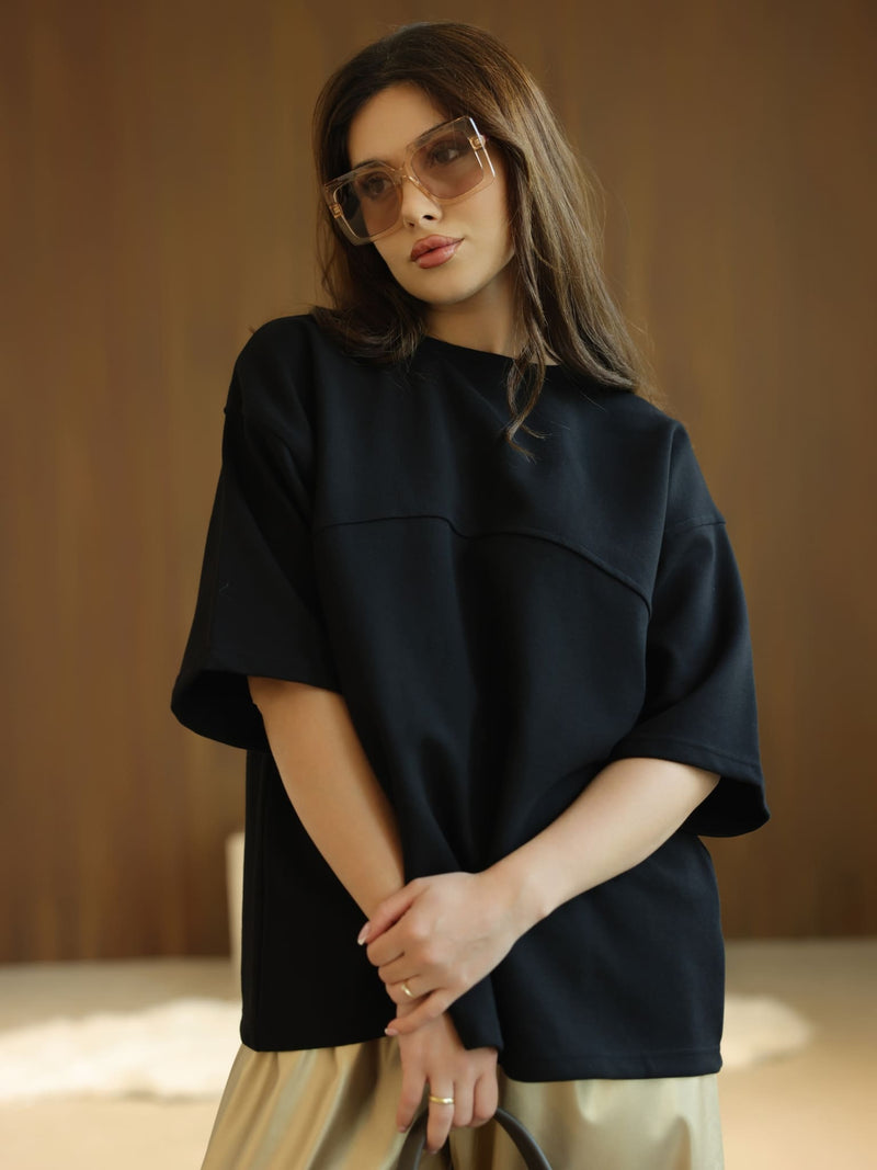Flumie Black Drop Shoulder Shirt