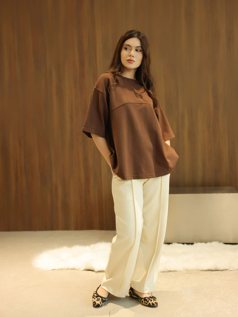 Flumie Brown Drop Shoulder Shirt