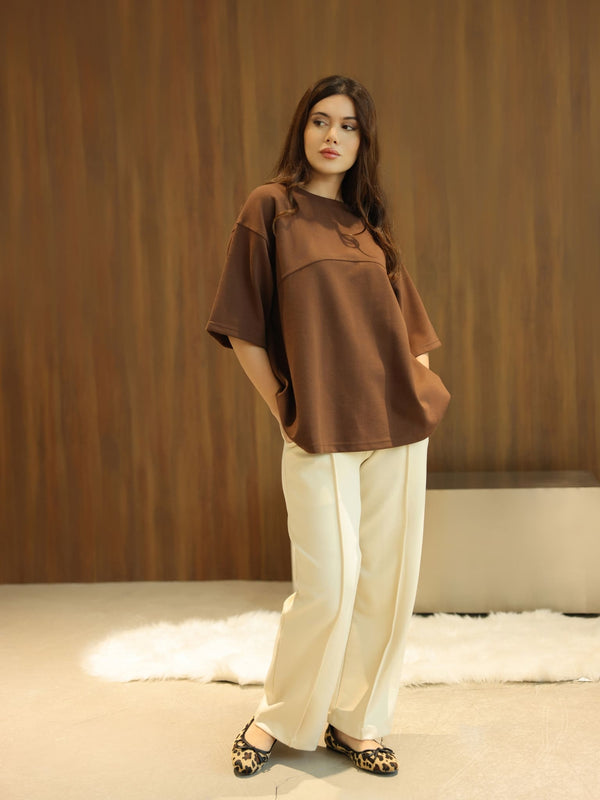 Flumie Brown Drop Shoulder Shirt