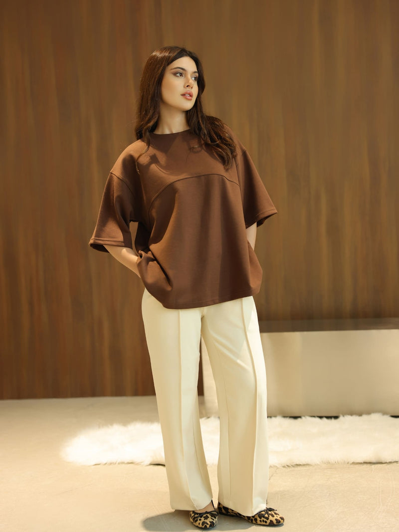 Flumie Brown Drop Shoulder Shirt