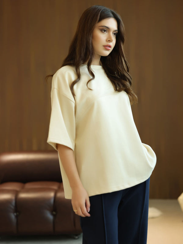 Flumie Cream Drop Shoulder Shirt