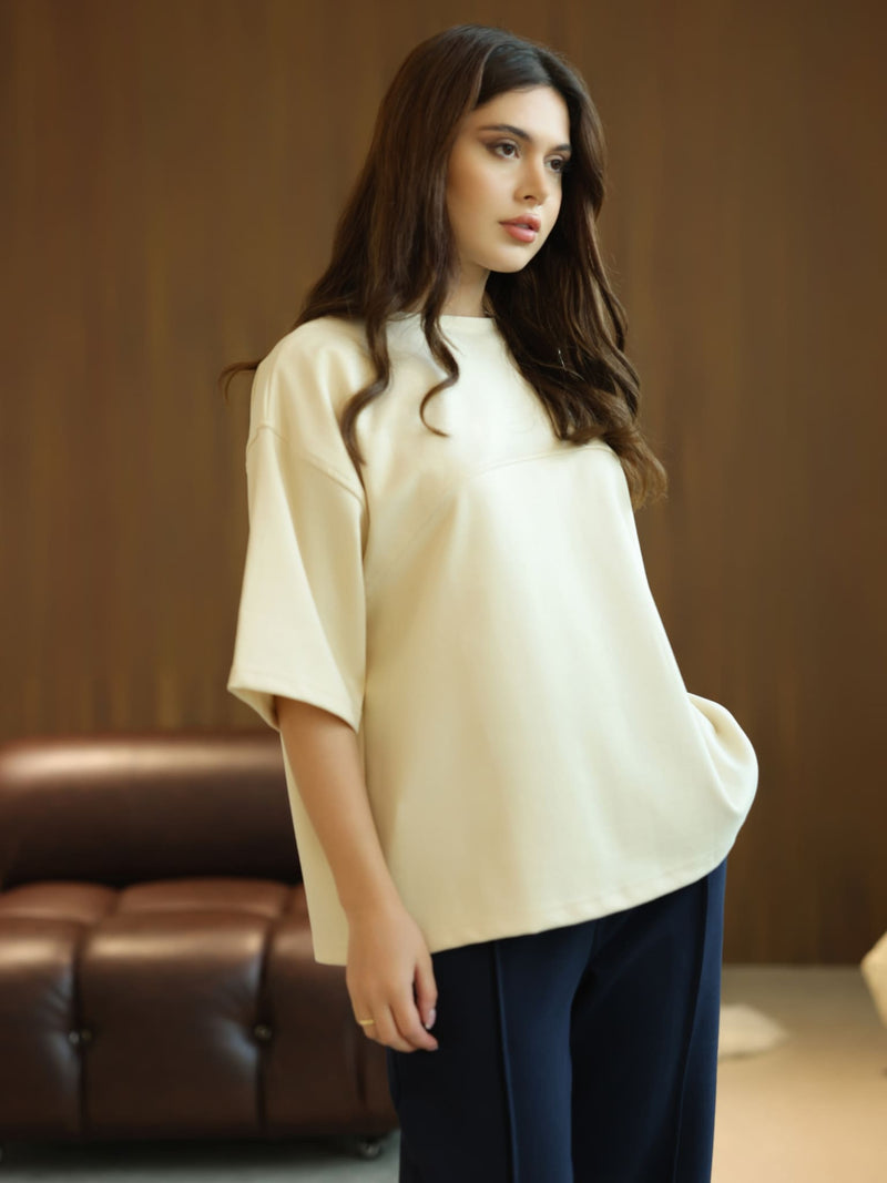 Flumie Cream Drop Shoulder Shirt