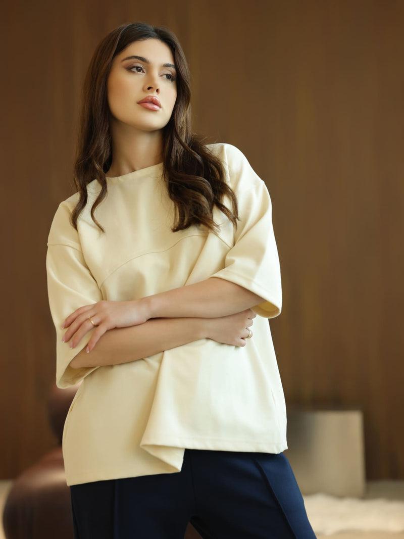 Flumie Cream Drop Shoulder Shirt