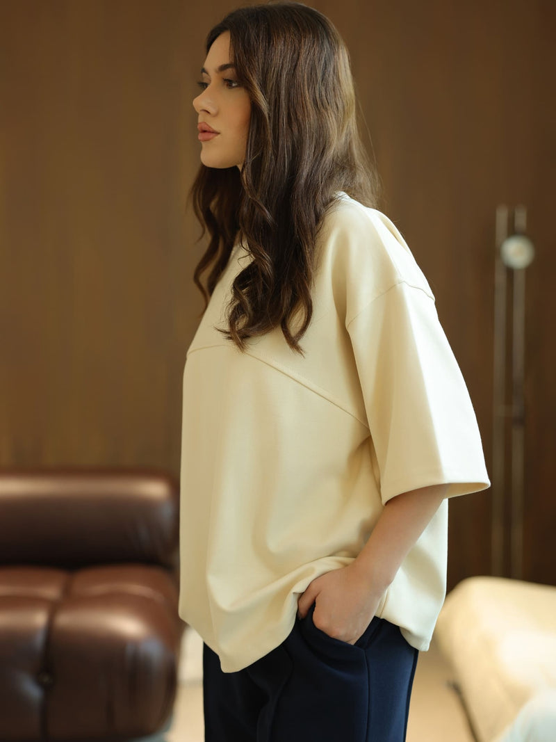 Flumie Cream Drop Shoulder Shirt