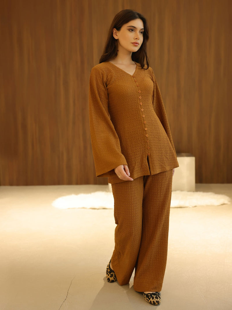 Osanna Textured Brown Co Ord Set