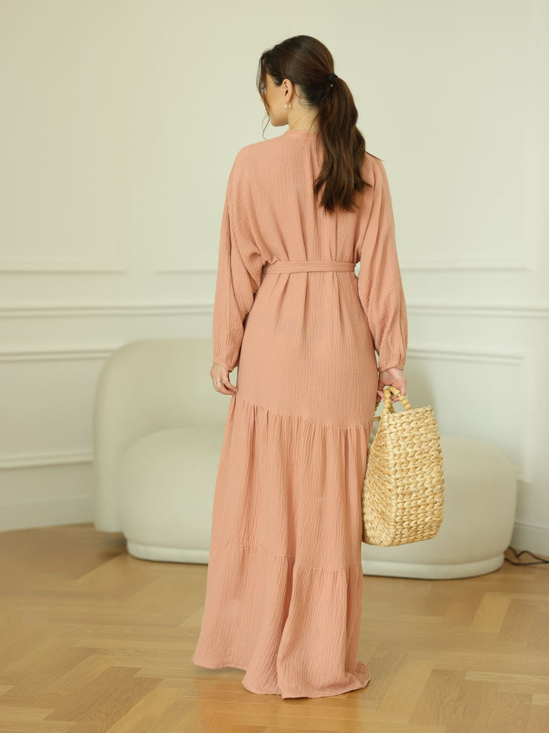 Ophelia Pastel Pink Muslin Long Dress