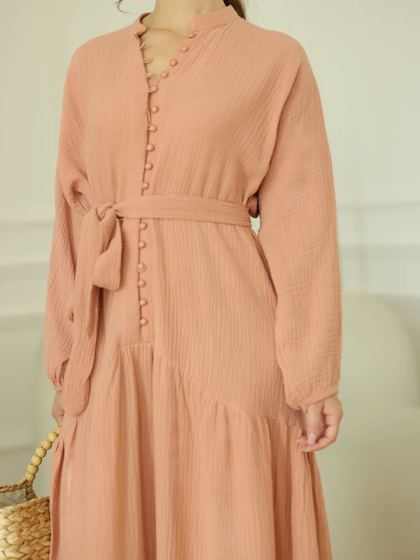 Ophelia Pastel Pink Muslin Long Dress