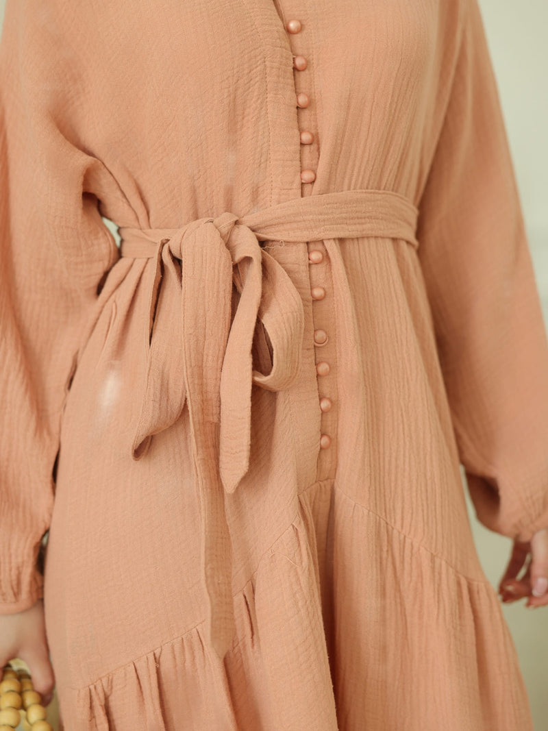 Ophelia Pastel Pink Muslin Long Dress