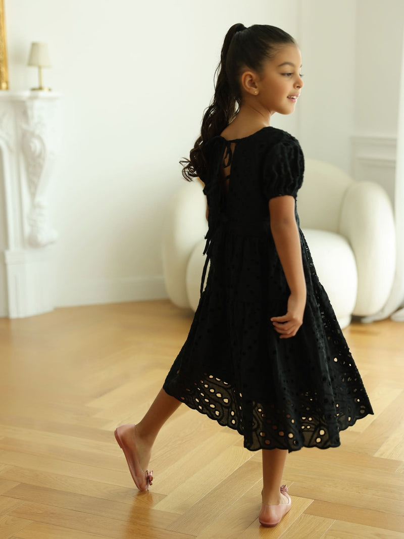 Mini Cameo Black Cut Work Dress