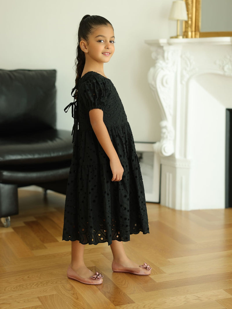 Mini Cameo Black Cut Work Dress