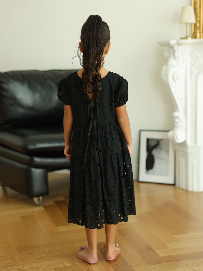 Mini Cameo Black Cut Work Dress