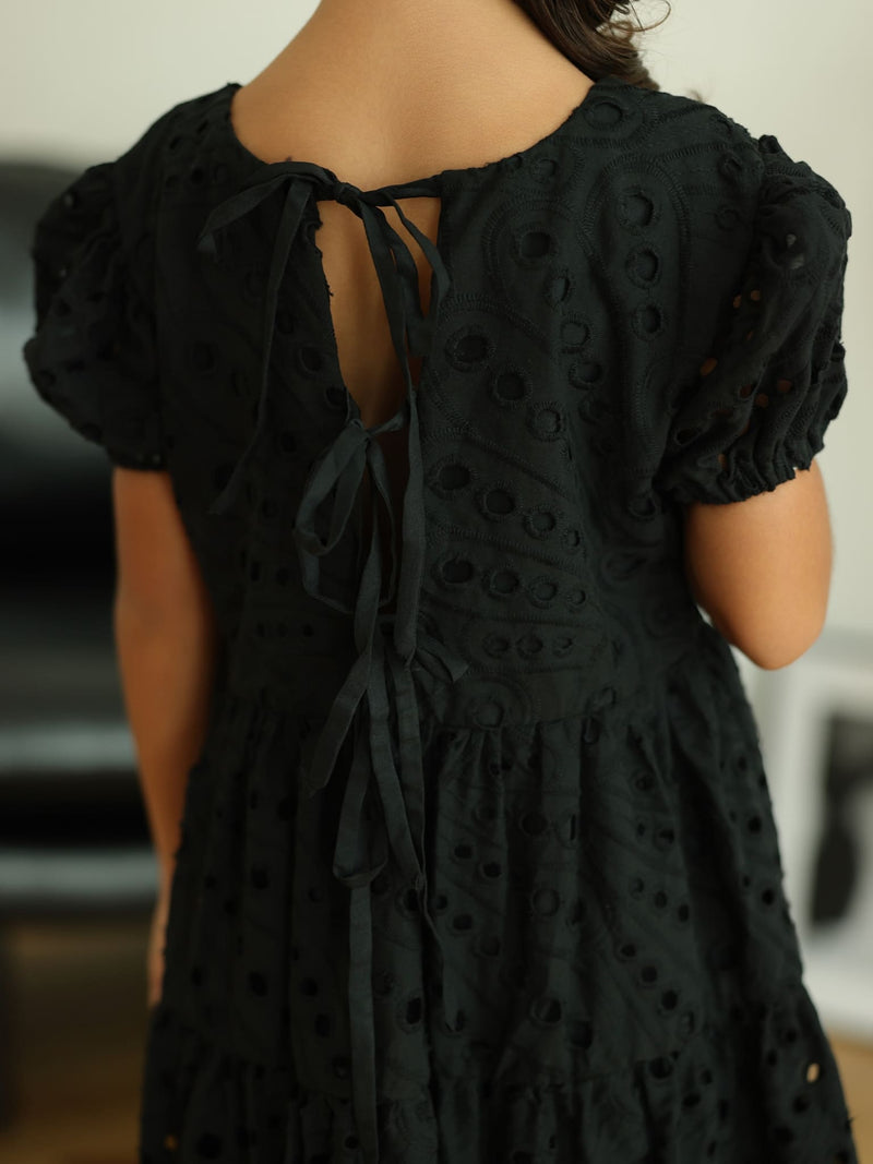 Mini Cameo Black Cut Work Dress