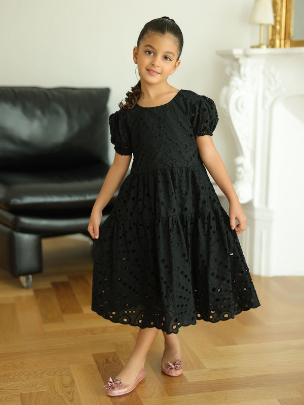 Mini Cameo Black Cut Work Dress