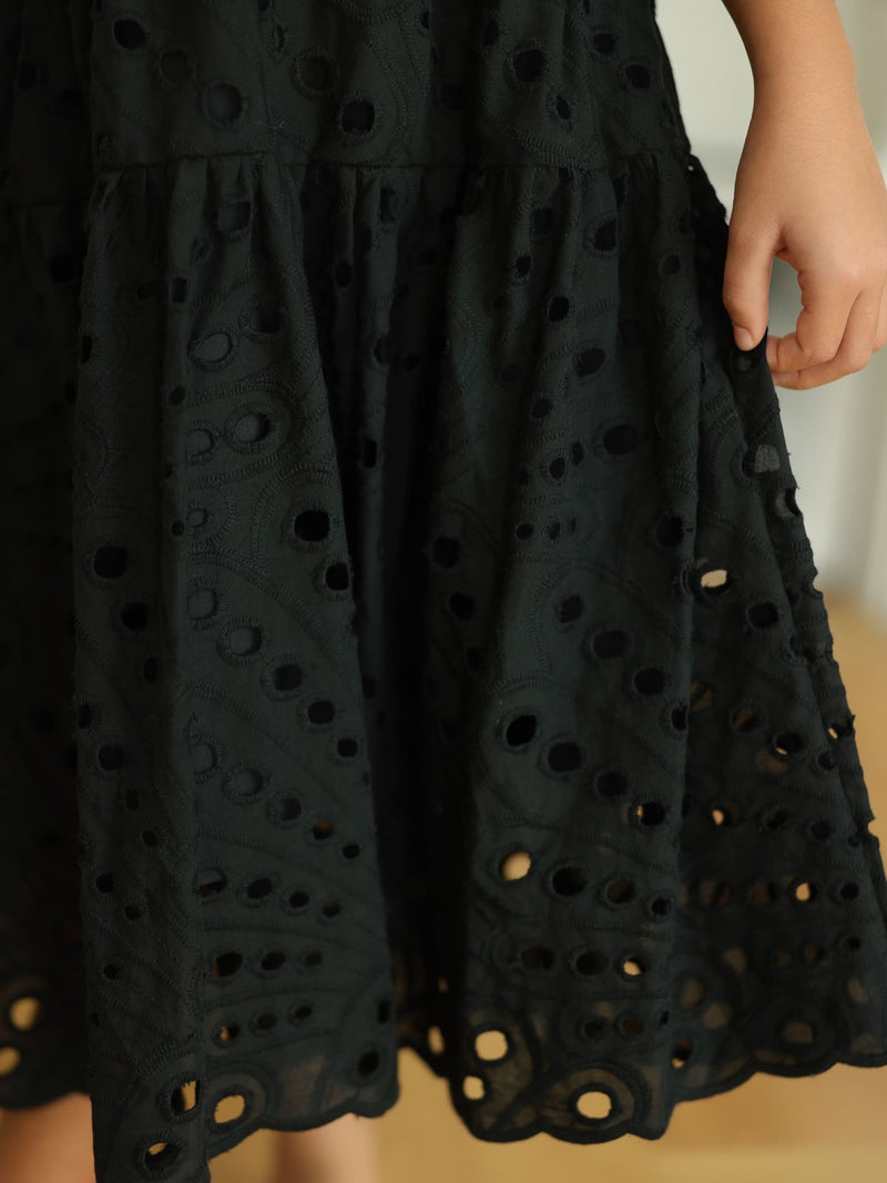 Mini Cameo Black Cut Work Dress
