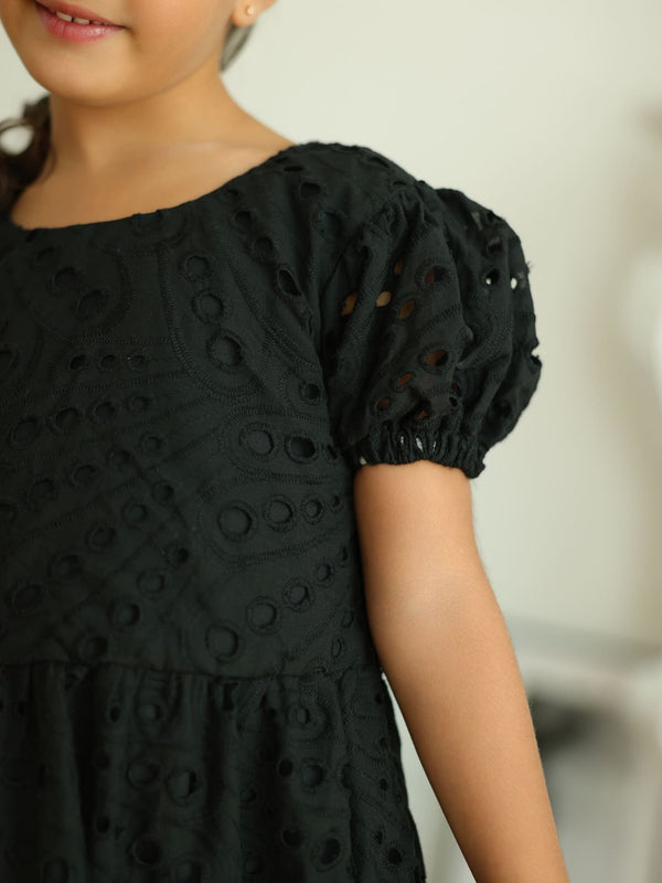 Mini Cameo Black Cut Work Dress