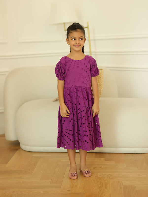 Mini Zora Cutwork Purple Dress