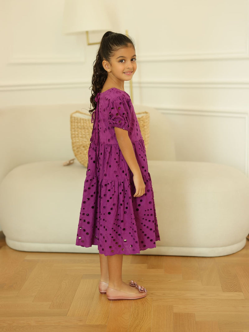 Mini Zora Cutwork Purple Dress