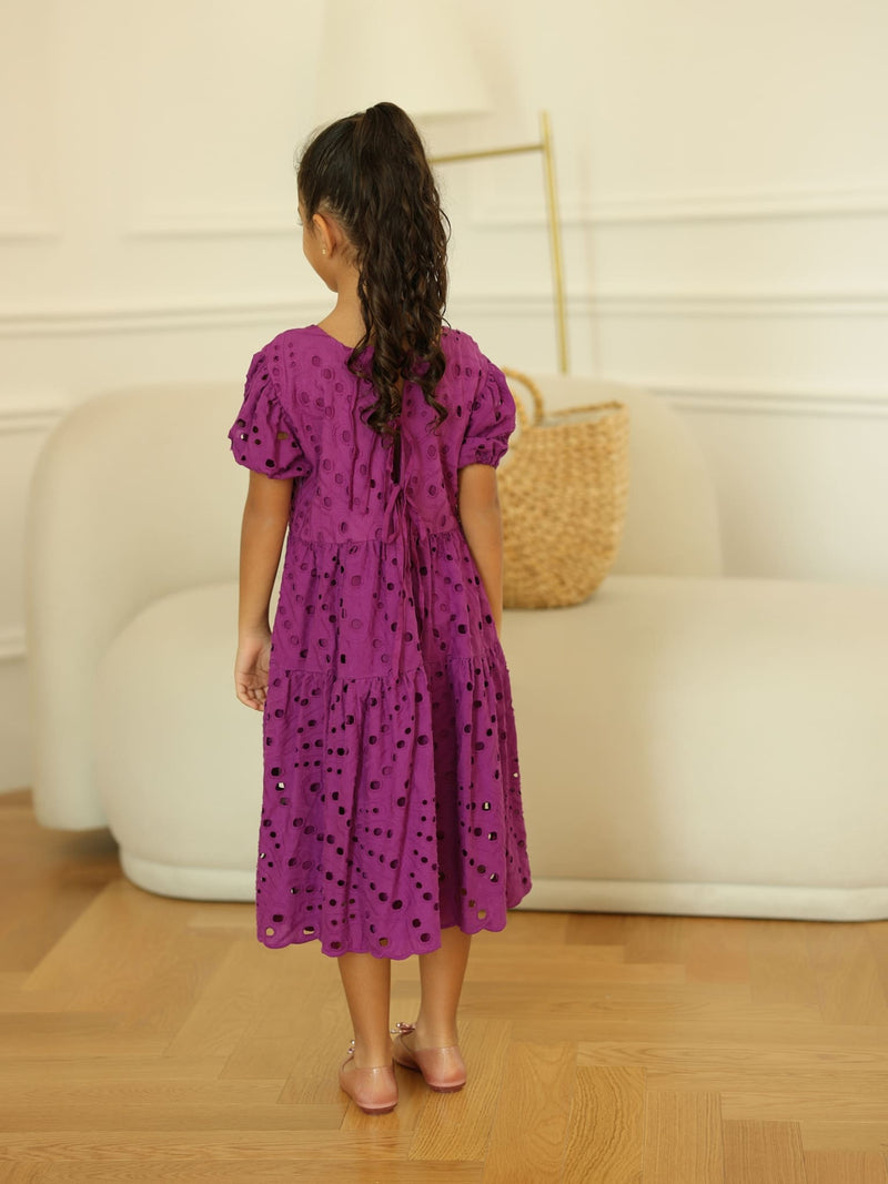 Mini Zora Cutwork Purple Dress
