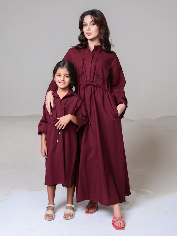 Mini Noelle Maroon Dress For Girls