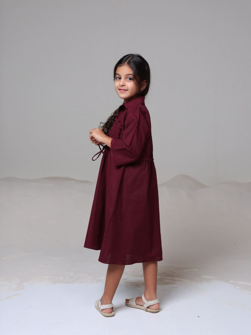 Mini Noelle Maroon Dress For Girls