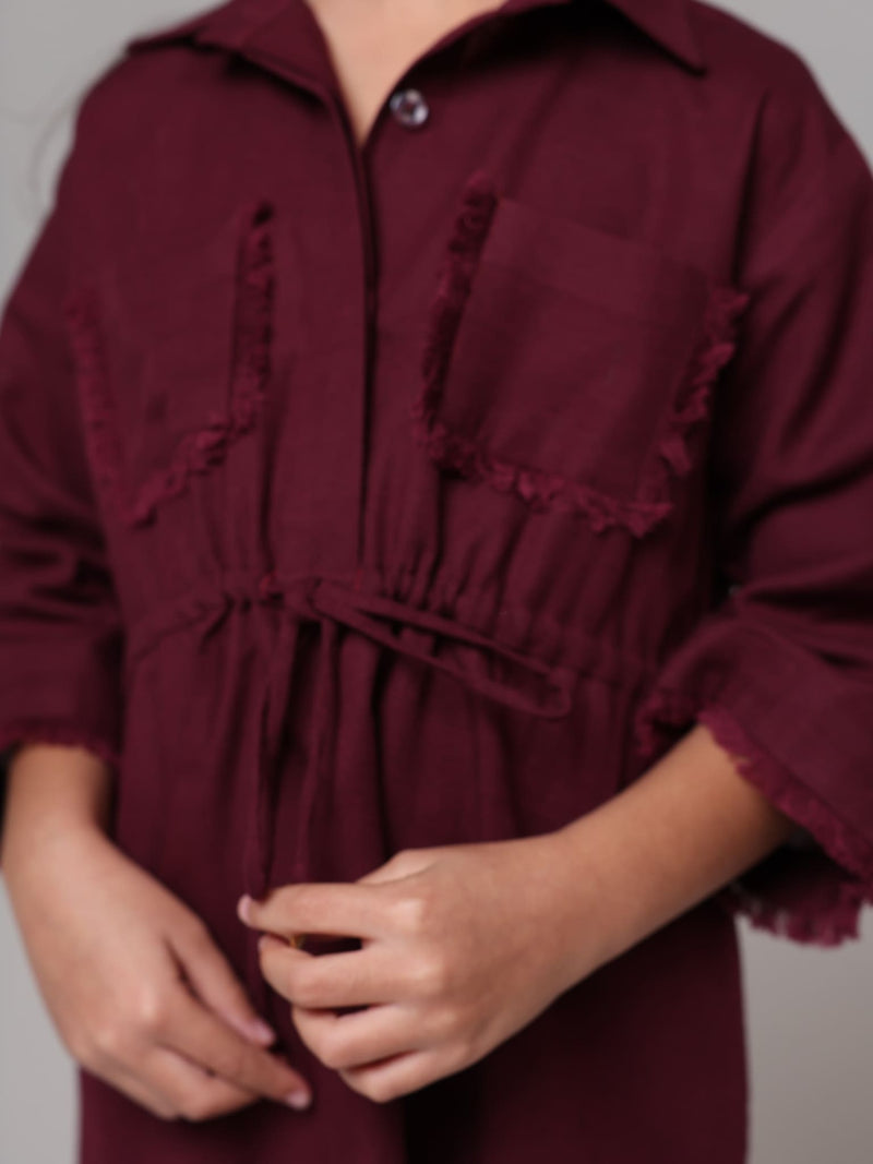 Mini Noelle Maroon Dress For Girls