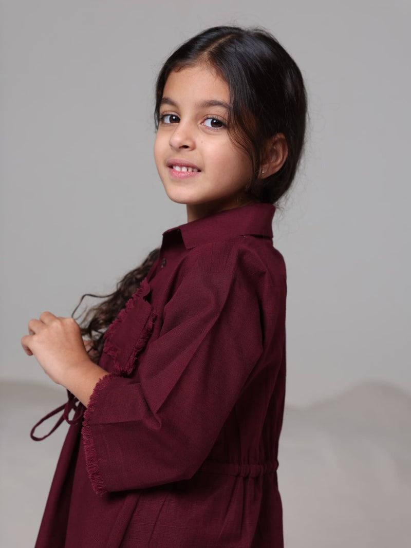 Mini Noelle Maroon Dress For Girls