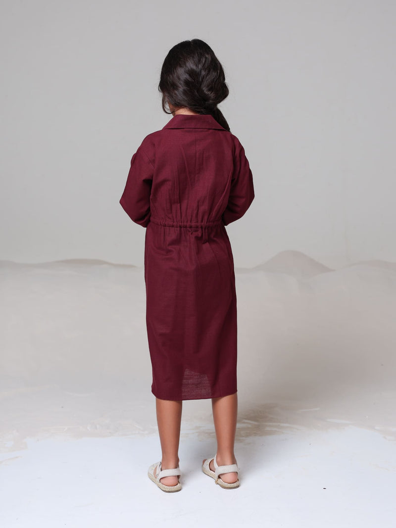 Mini Noelle Maroon Dress For Girls