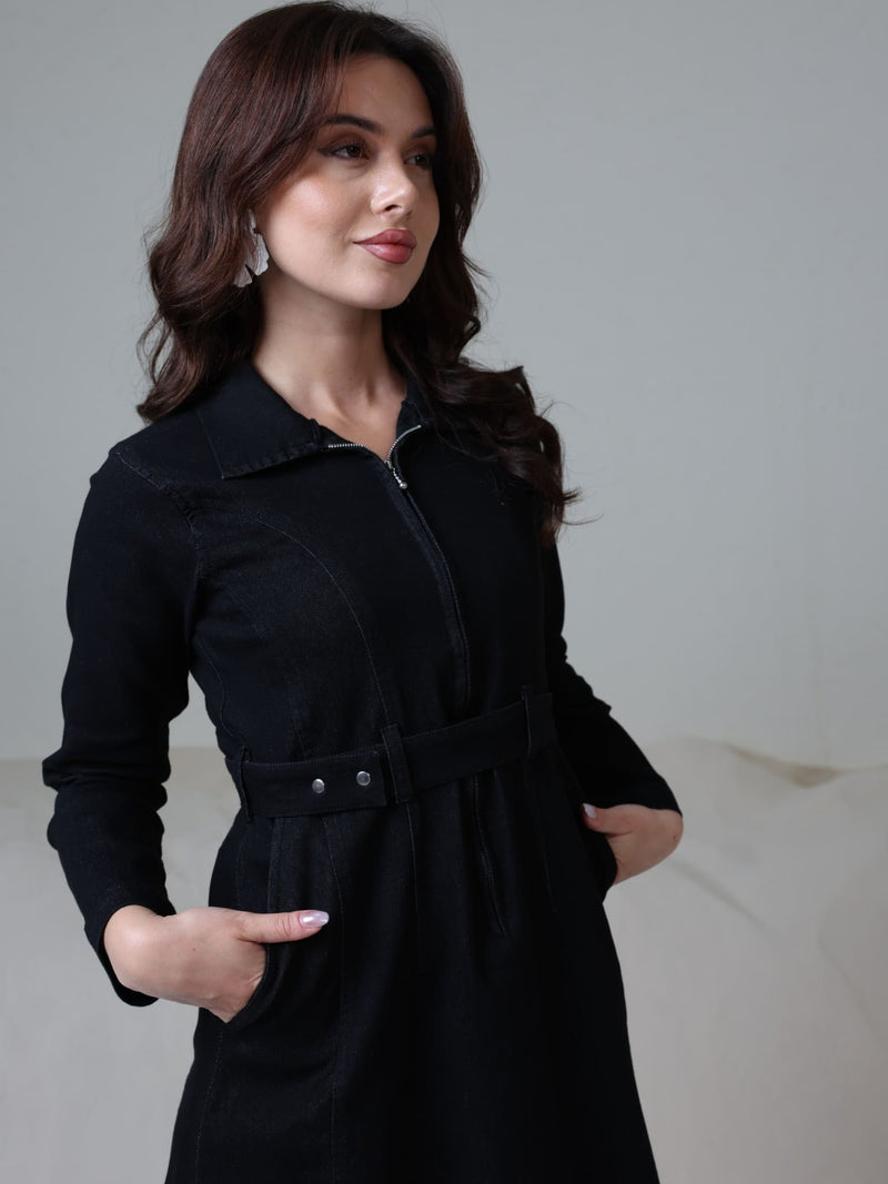Swifty Denim Black Dress