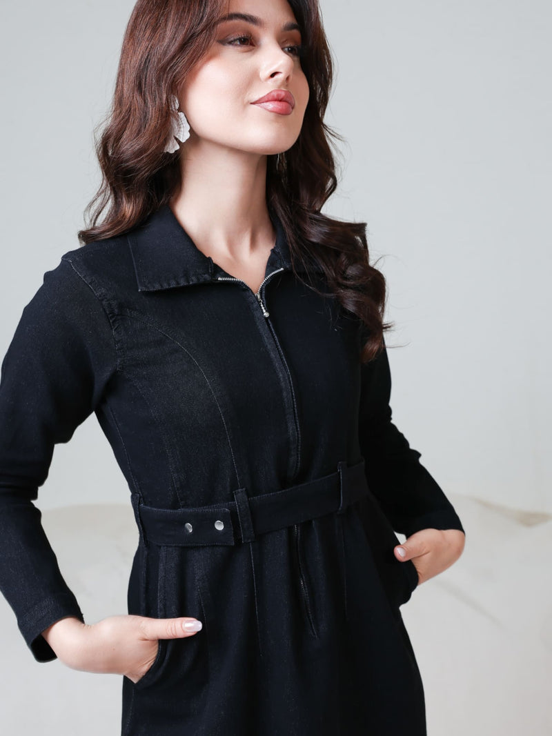 Swifty Denim Black Dress