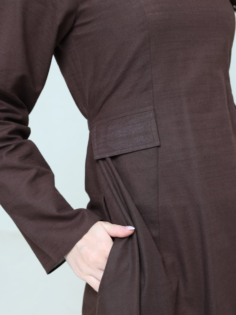 Reeve Brown Flap Panel Long Dress