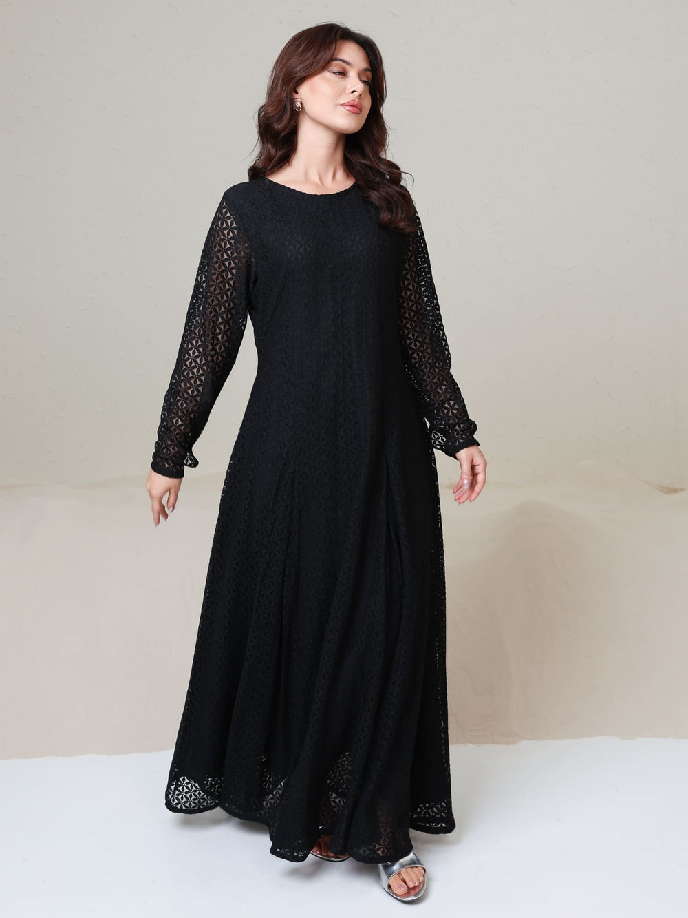 Evaleen Black Panel Net Dress