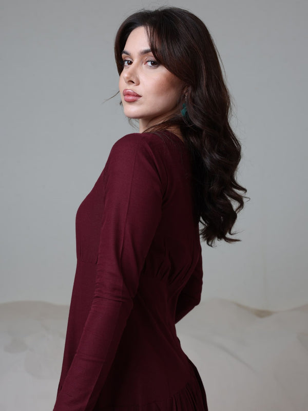 Maroon Rush Long Dress