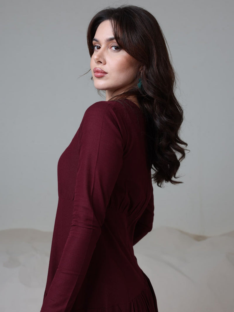 Maroon Rush Long Dress