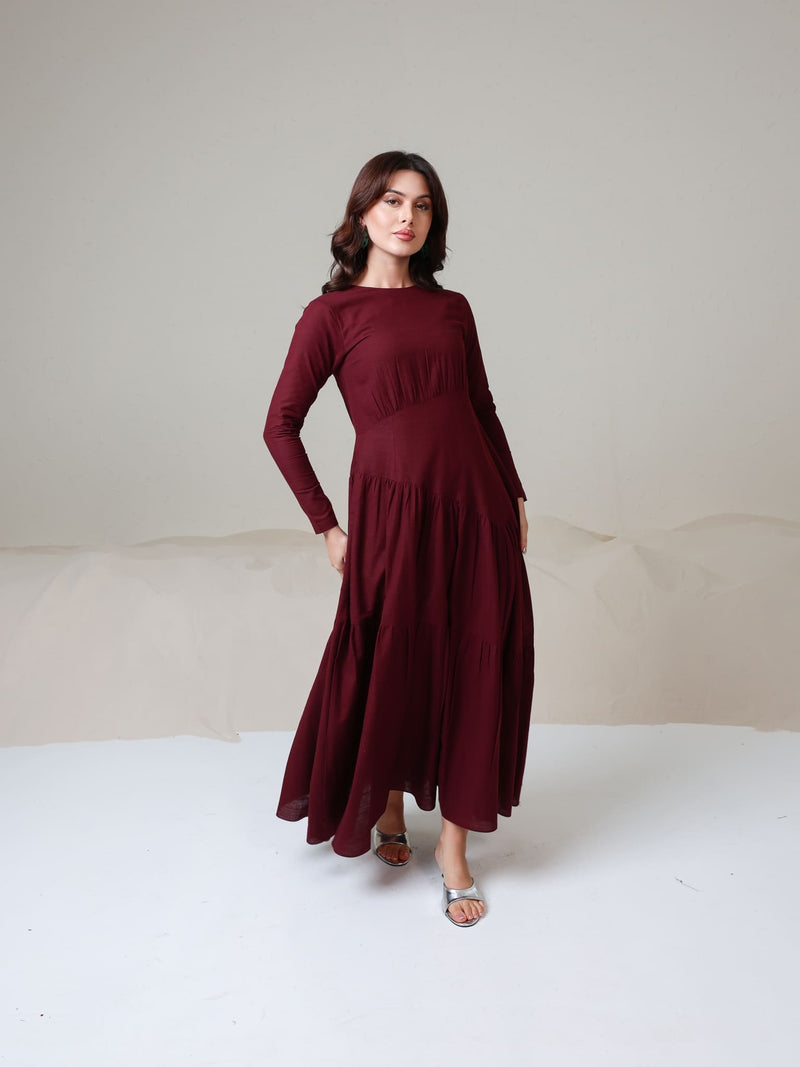 Maroon Rush Long Dress