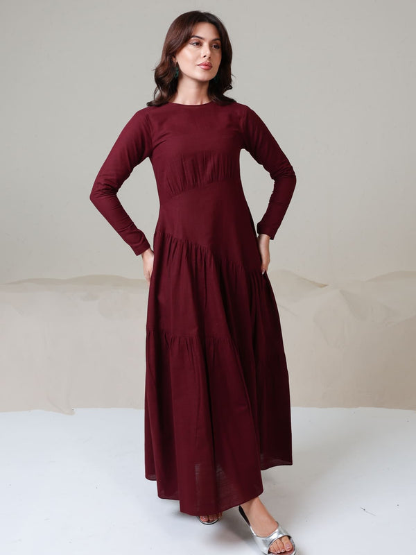 Maroon Rush Long Dress